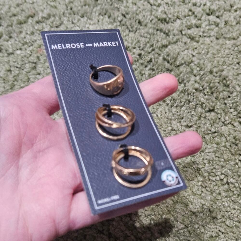 Melrose & Market Gold Tone 3pc Ring Set Size 6 Stacking Chunky Y2K Style NWT